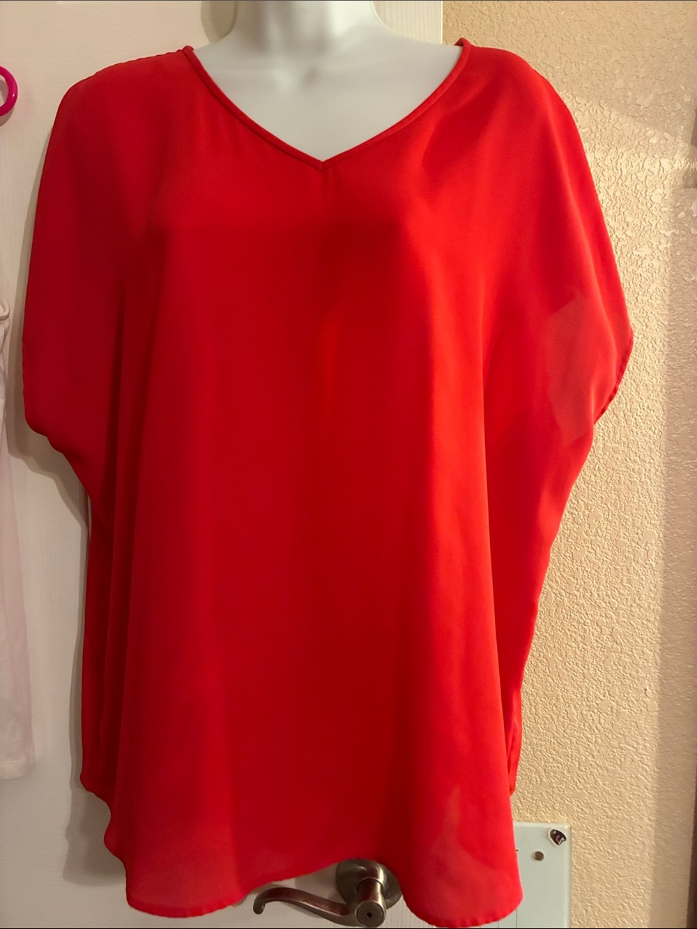 Chico's Bright Red V-Neck Flowing Blouse